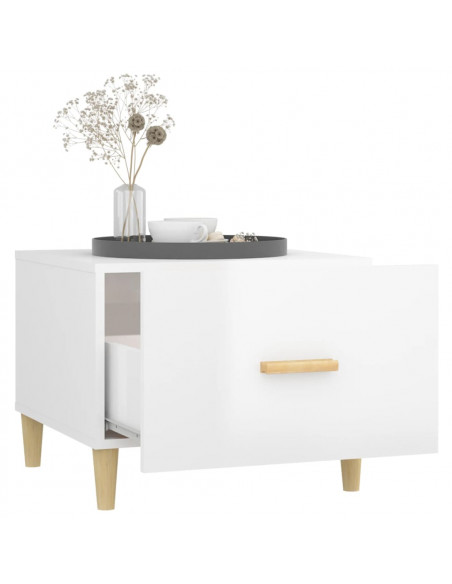 Tavolino da Salotto Bianco Lucido 50x50x40 cm Legno Multistrato