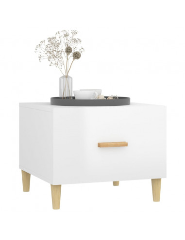 Tavolino da Salotto Bianco Lucido 50x50x40 cm Legno Multistrato