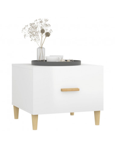 Tavolini Salotto 2pz Bianco Lucido 50x50x40cm Legno Multistrato