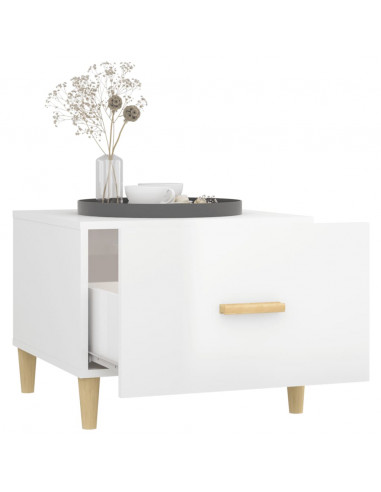 Tavolini Salotto 2pz Bianco Lucido 50x50x40cm Legno Multistrato
