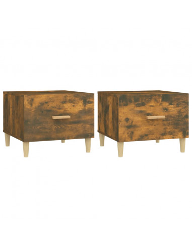 Tavolini Salotto 2 pz Rovere Fumo 50x50x40cm Legno Multistrato