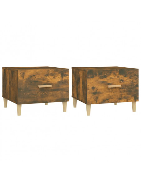 Tavolini Salotto 2 pz Rovere Fumo 50x50x40cm Legno Multistrato