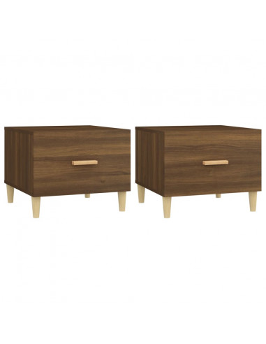 Tavolini Salotto 2 pz Rovere Marrone 50x50x40 Legno Multistrato