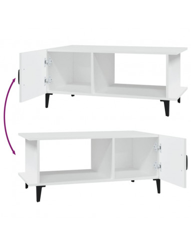 Tavolino da Salotto Bianco 90x50x40 cm in Legno Multistrato