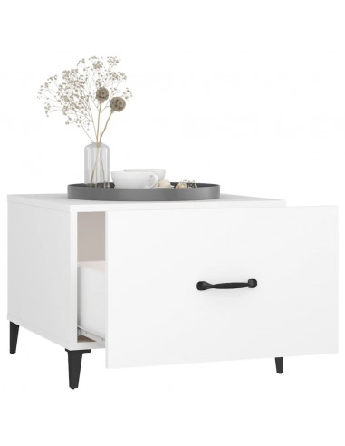 Tavolino da Salotto con Gambe in Metallo Bianco 50x50x40 cm