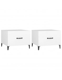 Tavolini da Salotto con Gambe in Metallo 2 pz Bianco 50x50x40cm 2