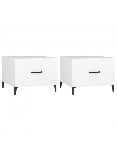 Tavolini da Salotto con Gambe in Metallo 2 pz Bianco 50x50x40cm