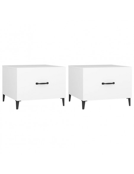 Tavolini da Salotto con Gambe in Metallo 2 pz Bianco 50x50x40cm