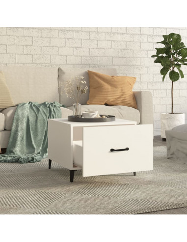 Tavolini da Salotto con Gambe in Metallo 2 pz Bianco 50x50x40cm