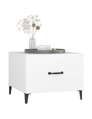 Tavolini da Salotto con Gambe in Metallo 2 pz Bianco 50x50x40cm