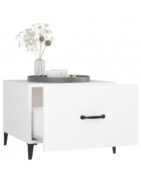 Tavolini da Salotto con Gambe in Metallo 2 pz Bianco 50x50x40cm