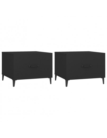 Tavolini da Salotto con Gambe in Metallo 2 pz Nero 50x50x40 cm