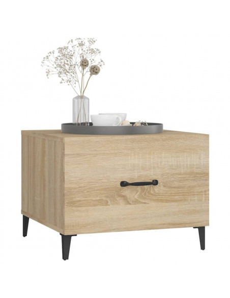 Tavolino da Salotto Gambe in Metallo Rovere Sonoma 50x50x40 cm