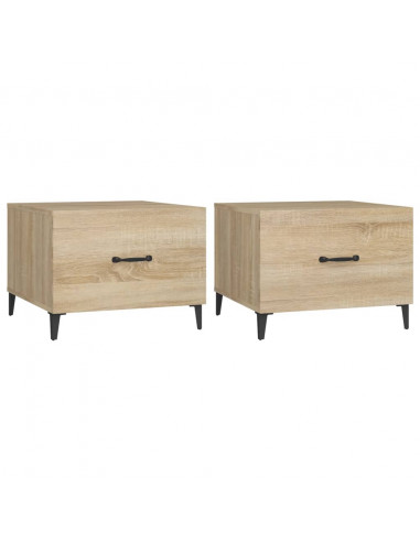 Tavolini Salotto Gambe in Metallo 2pz Rovere Sonoma 50x50x40 cm