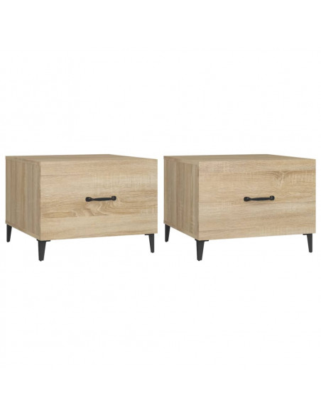 Tavolini Salotto Gambe in Metallo 2pz Rovere Sonoma 50x50x40 cm