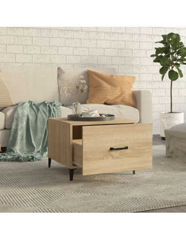 Tavolini Salotto Gambe in Metallo 2pz Rovere Sonoma 50x50x40 cm