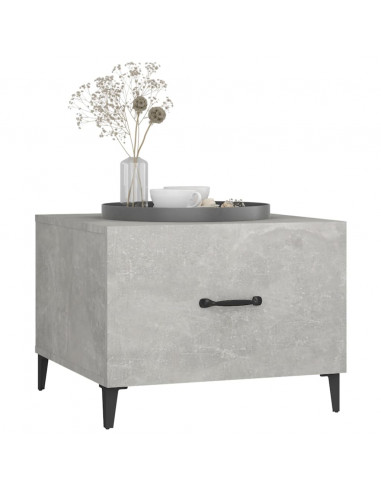 Tavolino da Salotto Gambe in Metallo Grigio Cemento 50x50x40 cm