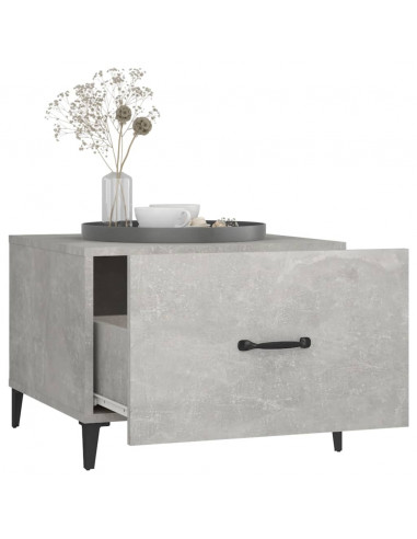 Tavolino da Salotto Gambe in Metallo Grigio Cemento 50x50x40 cm