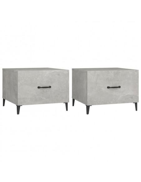 Tavolini Salotto Gambe in Metallo 2pz Grigio Cemento 50x50x40cm