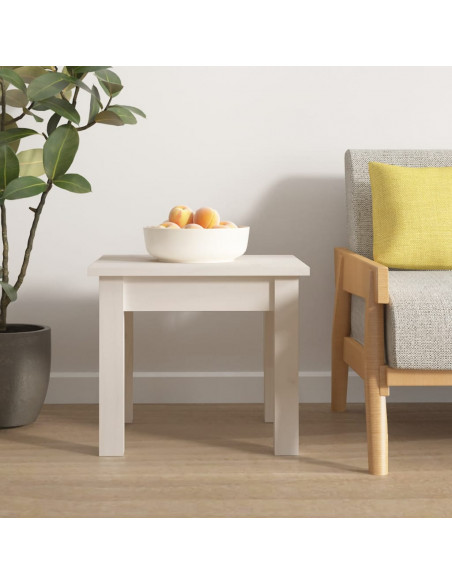 Tavolino da Salotto Bianco 35x35x30 cm Legno Massello di Pino