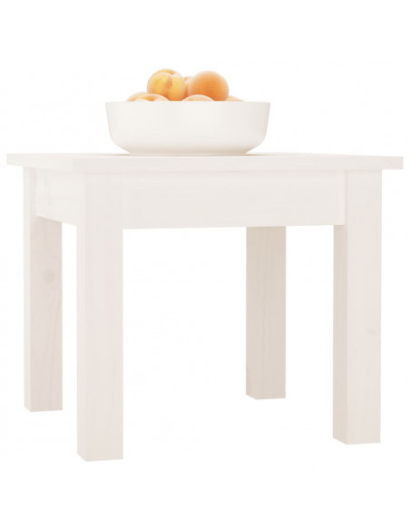 Tavolino da Salotto Bianco 35x35x30 cm Legno Massello di Pino