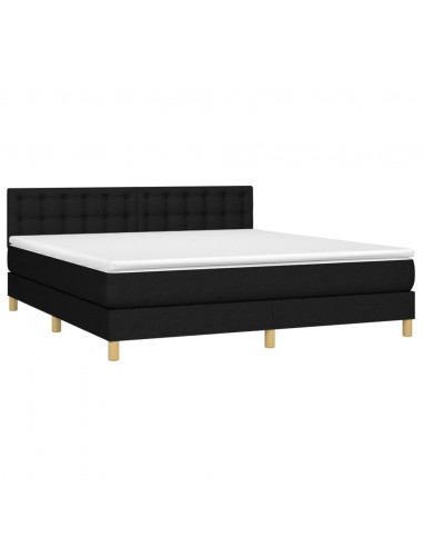 Letto a Molle con Materasso e LED Nero 160x200 cm in Tessuto