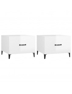 Tavolini Salotto Gambe in Metallo 2 pz Bianco Lucido 50x50x40cm 2