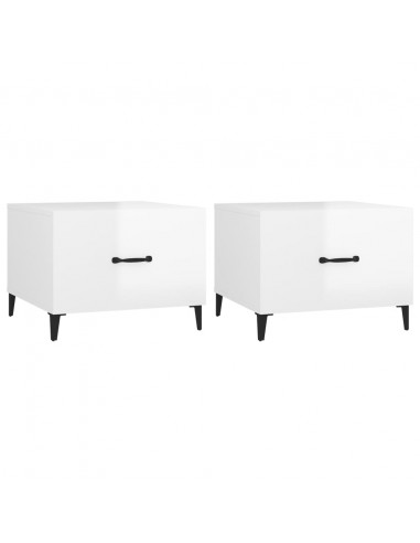 Tavolini Salotto Gambe in Metallo 2 pz Bianco Lucido 50x50x40cm