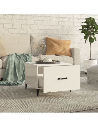 Tavolini Salotto Gambe in Metallo 2 pz Bianco Lucido 50x50x40cm