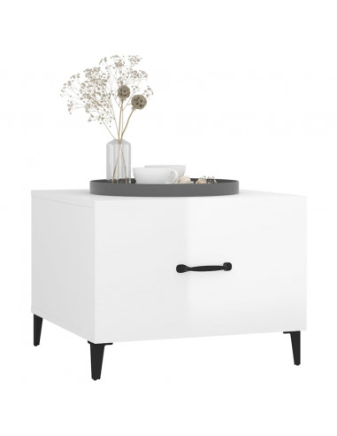 Tavolini Salotto Gambe in Metallo 2 pz Bianco Lucido 50x50x40cm