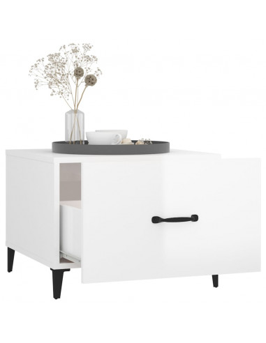 Tavolini Salotto Gambe in Metallo 2 pz Bianco Lucido 50x50x40cm