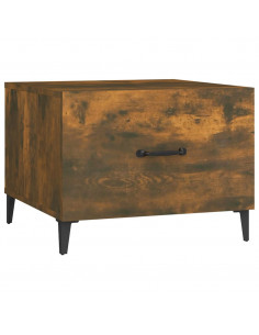 Tavolino da Salotto con Gambe in Metallo Rovere Fumo 50x50x40cm 2