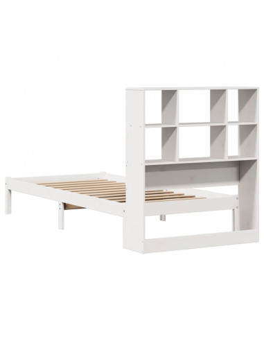 Letto Libreria senza Materasso Bianca 90x200 cm Legno di Pino