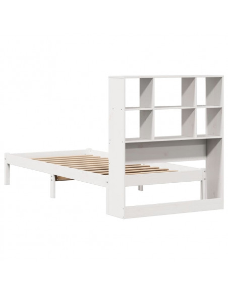 Letto Libreria senza Materasso Bianca 90x200 cm Legno di Pino