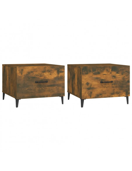 Tavolini da Salotto Gambe in Metallo 2pz Rovere Fumo 50x50x40cm