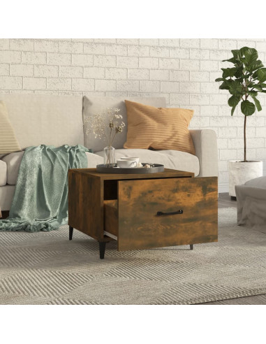 Tavolini da Salotto Gambe in Metallo 2pz Rovere Fumo 50x50x40cm