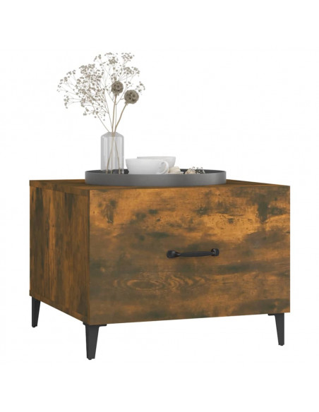 Tavolini da Salotto Gambe in Metallo 2pz Rovere Fumo 50x50x40cm