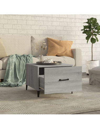 Tavolino da Salotto Gambe in Metallo Grigio Sonoma 50x50x40 cm