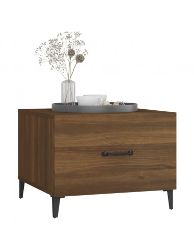 Tavolino da Salotto Gambe in Metallo Rovere Marrone 50x50x40 cm