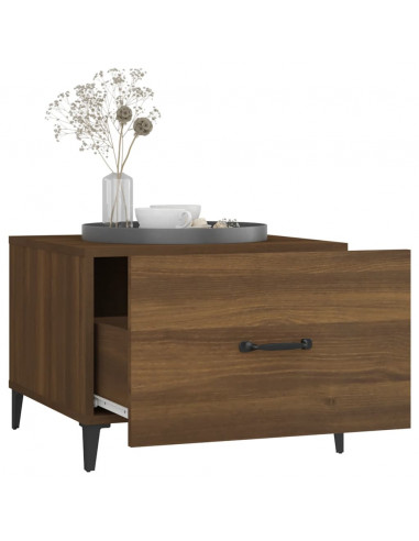 Tavolino da Salotto Gambe in Metallo Rovere Marrone 50x50x40 cm