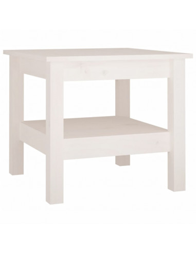 Tavolino da Salotto Bianco 45x45x40 cm Legno Massello di Pino
