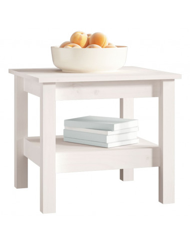 Tavolino da Salotto Bianco 45x45x40 cm Legno Massello di Pino