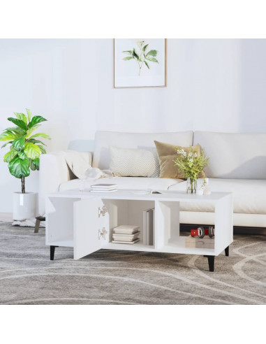 Tavolino da Salotto Bianco 102x50x40 cm in Legno Multistrato