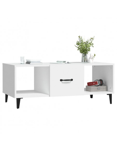Tavolino da Salotto Bianco 102x50x40 cm in Legno Multistrato