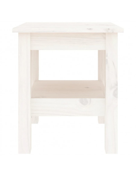 Tavolino da Salotto Bianco 35x35x40 cm Legno Massello di Pino