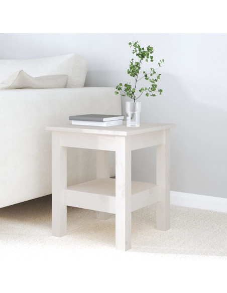 Tavolino da Salotto Bianco 35x35x40 cm Legno Massello di Pino