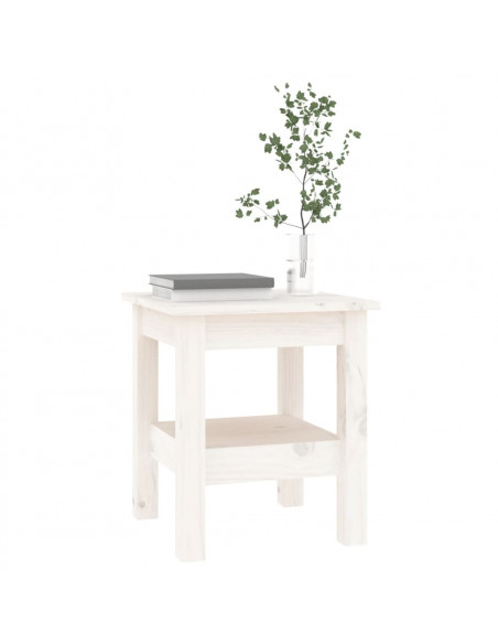 Tavolino da Salotto Bianco 35x35x40 cm Legno Massello di Pino