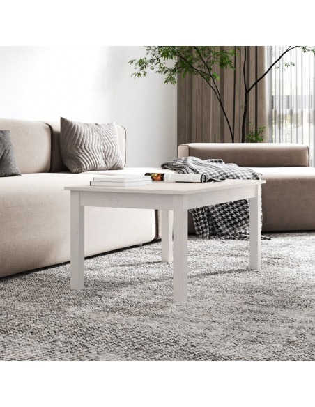Tavolino da Salotto Bianco 80x50x40 cm Legno Massello di Pino