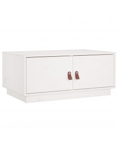 Tavolino da Salotto Bianco 80x50x35cm in Legno Massello di Pino 2