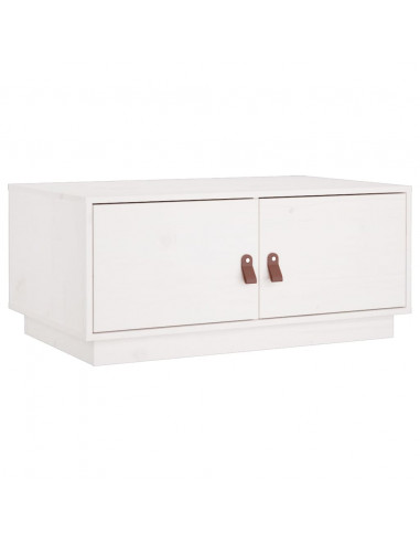 Tavolino da Salotto Bianco 80x50x35cm in Legno Massello di Pino